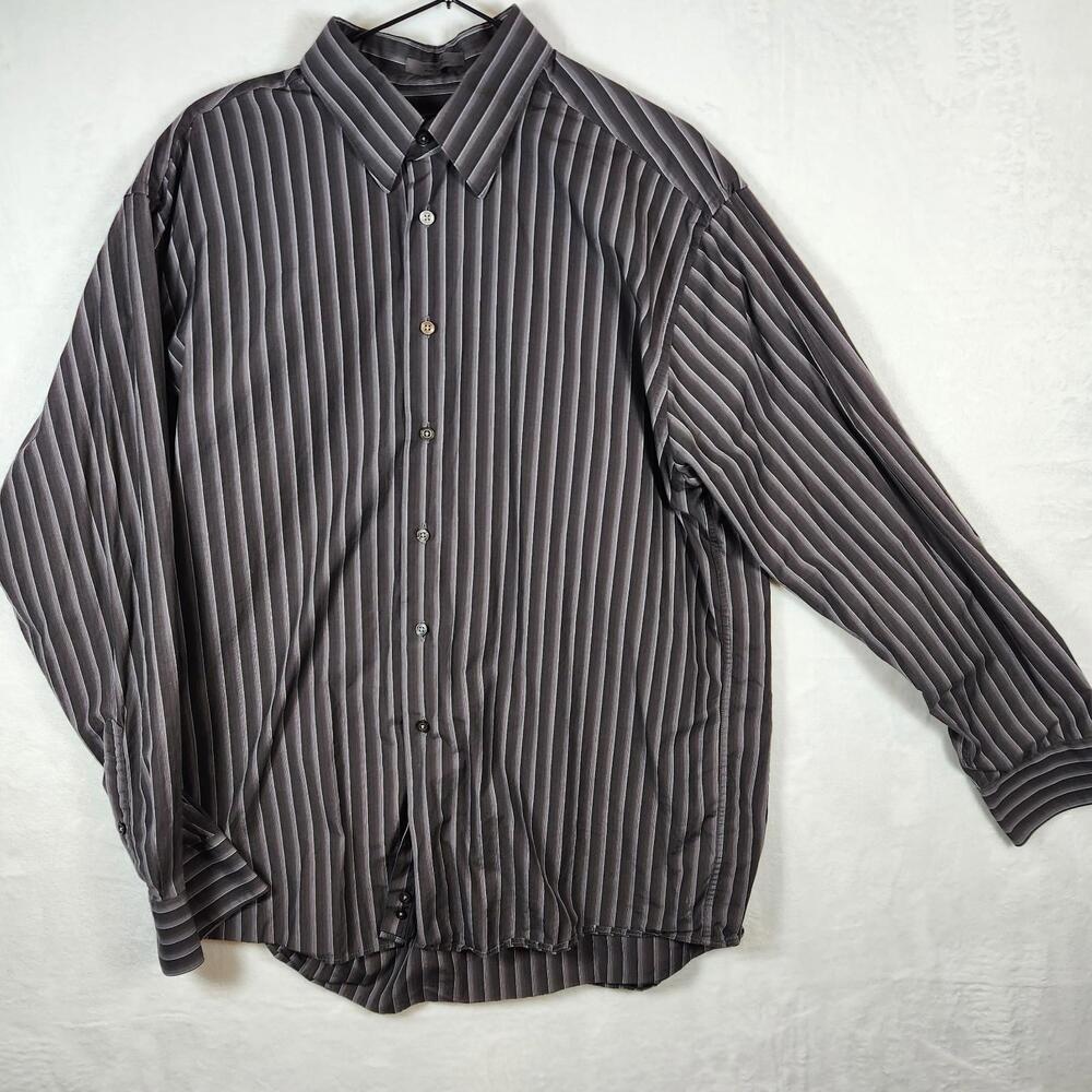 Calvin Klein Button Down Long Sleeve Dress Shirt Size XL Cotton Striped